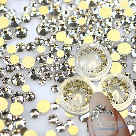 Стразы (стекло) , серебро (золот. подложка) ss 6 ( 1,9 - 2,1 mm.), 100 шт.