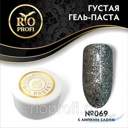 Rio profi гель-паста густая с липким слоем №69 серебро крупные блестки , 7гр